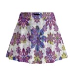 Stylized Floral Ornate Mini Flare Skirt
