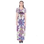 Stylized Floral Ornate Short Sleeve Maxi Dress