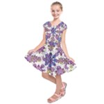 Stylized Floral Ornate Kids  Short Sleeve Dress