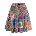 Ornamental Mosaic Background High Waist Skirt