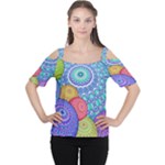 India Ornaments Mandala Balls Multicolored Women s Cutout Shoulder Tee