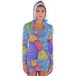 India Ornaments Mandala Balls Multicolored Women s Long Sleeve Hooded T-shirt