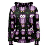 Halloween purple owls pattern Women s Pullover Hoodie