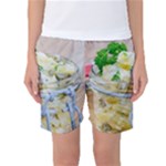 Potato salad in a jar on wooden Women s Basketball Shorts