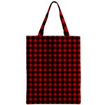 Lumberjack Plaid Fabric Pattern Red Black Zipper Classic Tote Bag