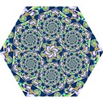 Power Spiral Polygon Blue Green White Mini Folding Umbrellas