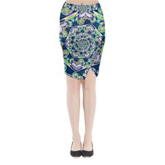 Power Spiral Polygon Blue Green White Midi Wrap Pencil Skirt from ArtsNow.com