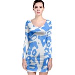 Blue summer design Long Sleeve Bodycon Dress