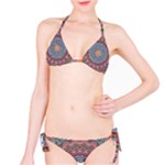 Abstract Painting Mandala Salmon Blue Green Bikini Set