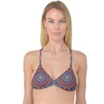 Abstract Painting Mandala Salmon Blue Green Reversible Tri Bikini Top