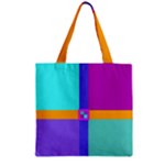 Right Angle Squares Stripes Cross Colored Zipper Grocery Tote Bag