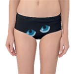 Halloween - black cat - blue eyes Mid-Waist Bikini Bottoms