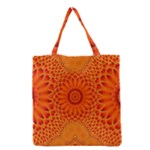 Lotus Fractal Flower Orange Yellow Grocery Tote Bag