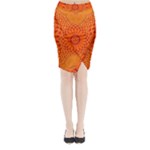 Lotus Fractal Flower Orange Yellow Midi Wrap Pencil Skirt