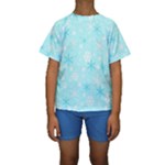 Blue Xmas pattern Kids  Short Sleeve Swimwear