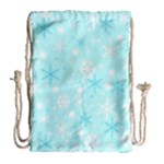 Blue Xmas pattern Drawstring Bag (Large)