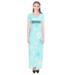 Blue Xmas pattern Short Sleeve Maxi Dress