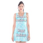 Happy holidays blue pattern Scoop Neck Skater Dress