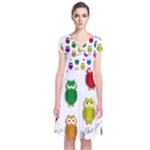 Cute owls - Who? Short Sleeve Front Wrap Dress