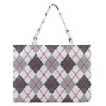 Fabric Texture Argyle Design Grey Medium Zipper Tote Bag