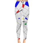 Swirl Grid With Colors Red Blue Green Yellow Spiral Leggings 