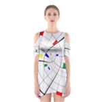 Swirl Grid With Colors Red Blue Green Yellow Spiral Cutout Shoulder Dress
