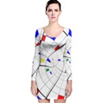Swirl Grid With Colors Red Blue Green Yellow Spiral Long Sleeve Velvet Bodycon Dress