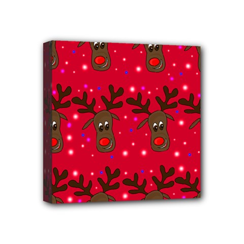 Reindeer Xmas pattern Mini Canvas 4  x 4  from ArtsNow.com