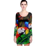 Papgei Red Bird Animal World Towel Long Sleeve Bodycon Dress