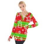 Christmas pattern Women s Tie Up Tee