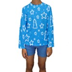 Blue decorative Xmas design Kids  Long Sleeve Swimwear