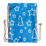 Blue decorative Xmas design Drawstring Bag (Large)