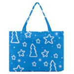 Blue decorative Xmas design Medium Zipper Tote Bag