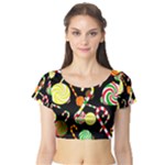 Xmas candies  Short Sleeve Crop Top (Tight Fit)