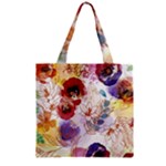 Watercolor Spring Flowers Background Zipper Grocery Tote Bag