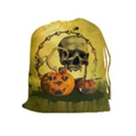 Halloween, Funny Pumpkins And Skull With Spider Drawstring Pouches (Extra Large)