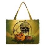 Halloween, Funny Pumpkins And Skull With Spider Medium Tote Bag