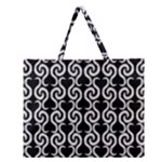 Black and white pattern Zipper Large Tote Bag