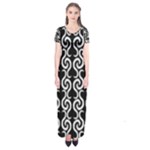 Black and white pattern Short Sleeve Maxi Dress