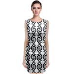 White and black elegant pattern Classic Sleeveless Midi Dress