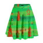 Green Xmas magic High Waist Skirt
