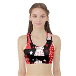 Red playful Xmas Sports Bra with Border