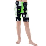 Green Playful Xmas Kids  Mid Length Swim Shorts