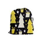 Yellow playful Xmas Drawstring Pouches (Large) 