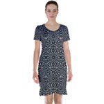 Black and White Tribal Pattern Short Sleeve Nightdress