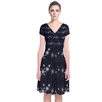 Black elegant  Xmas design Short Sleeve Front Wrap Dress