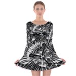 Black And White Passion Flower Passiflora  Long Sleeve Skater Dress