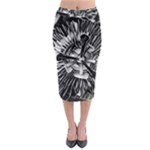 Black And White Passion Flower Passiflora  Midi Pencil Skirt