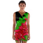 Xmas red flowers Wrap Front Bodycon Dress