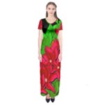 Xmas red flowers Short Sleeve Maxi Dress